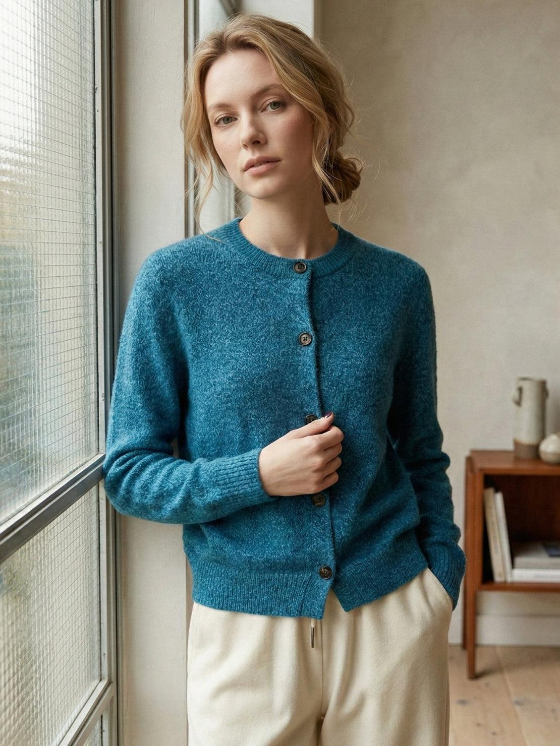 Marled Knit Merino Wool Cardigan