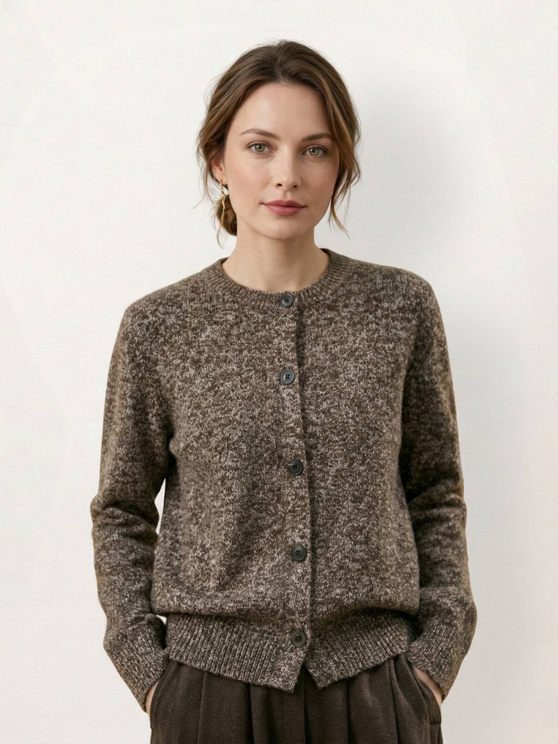 Marled Knit Merino Wool Cardigan