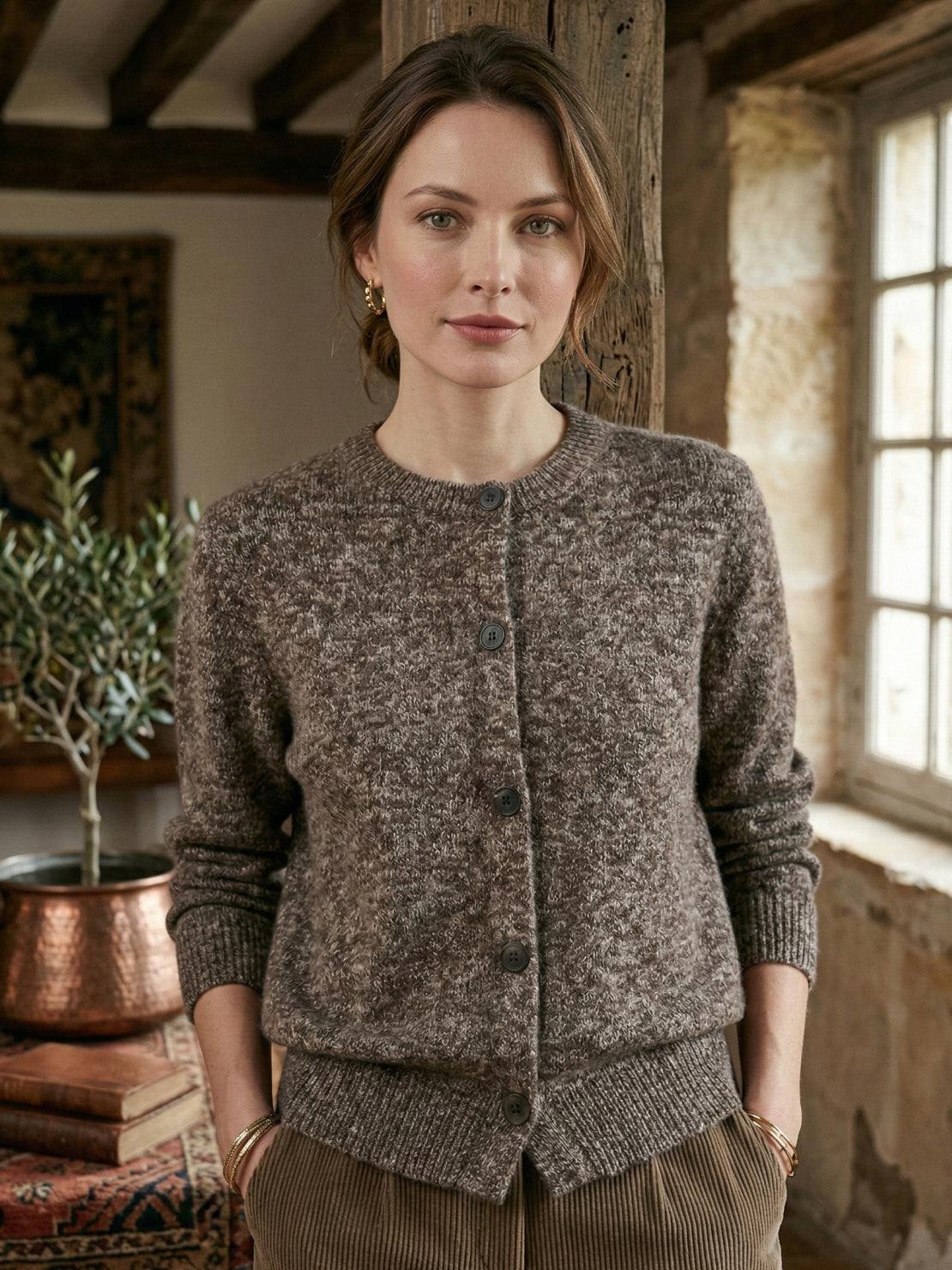 Marled Knit Merino Wool Cardigan