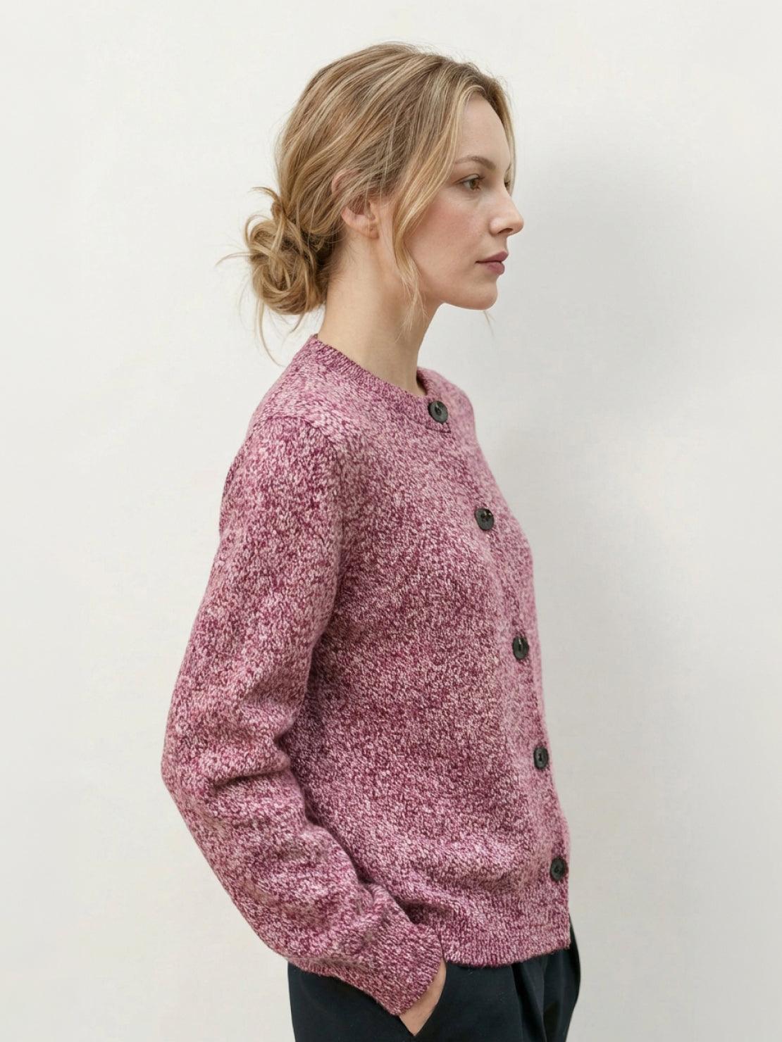 Marled Knit Merino Wool Cardigan