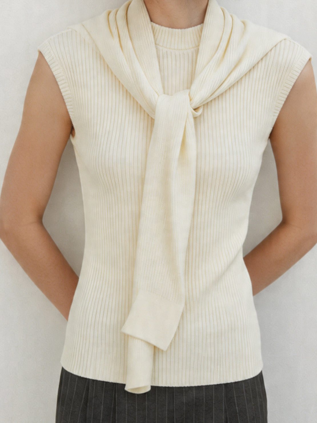 Knit Vest with Attached Scarf