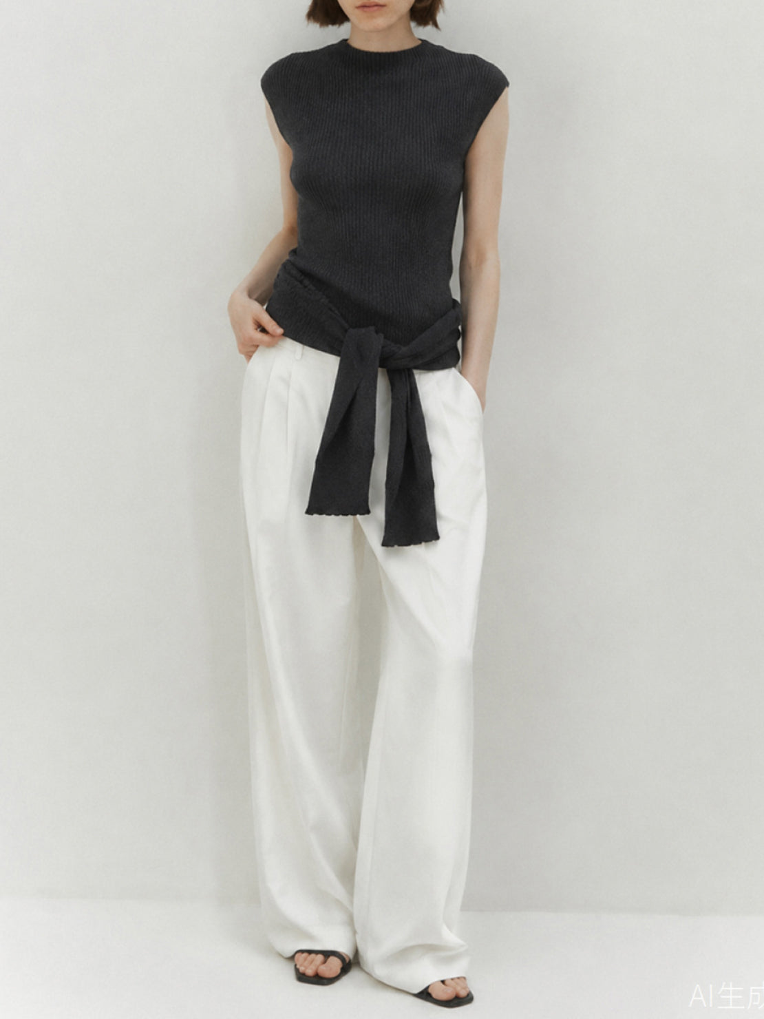 Knit Vest with Attached Scarf
