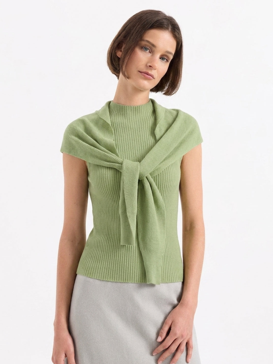 Knit Vest with Attached Scarf