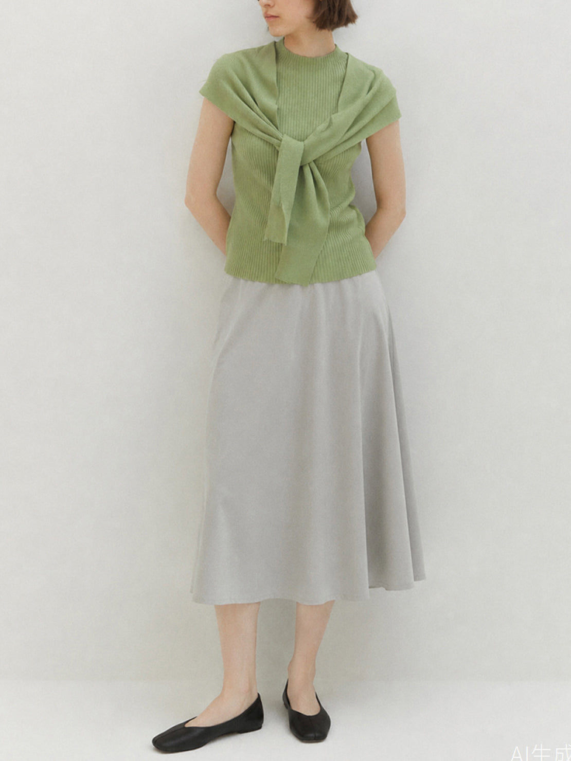 Knit Vest with Attached Scarf