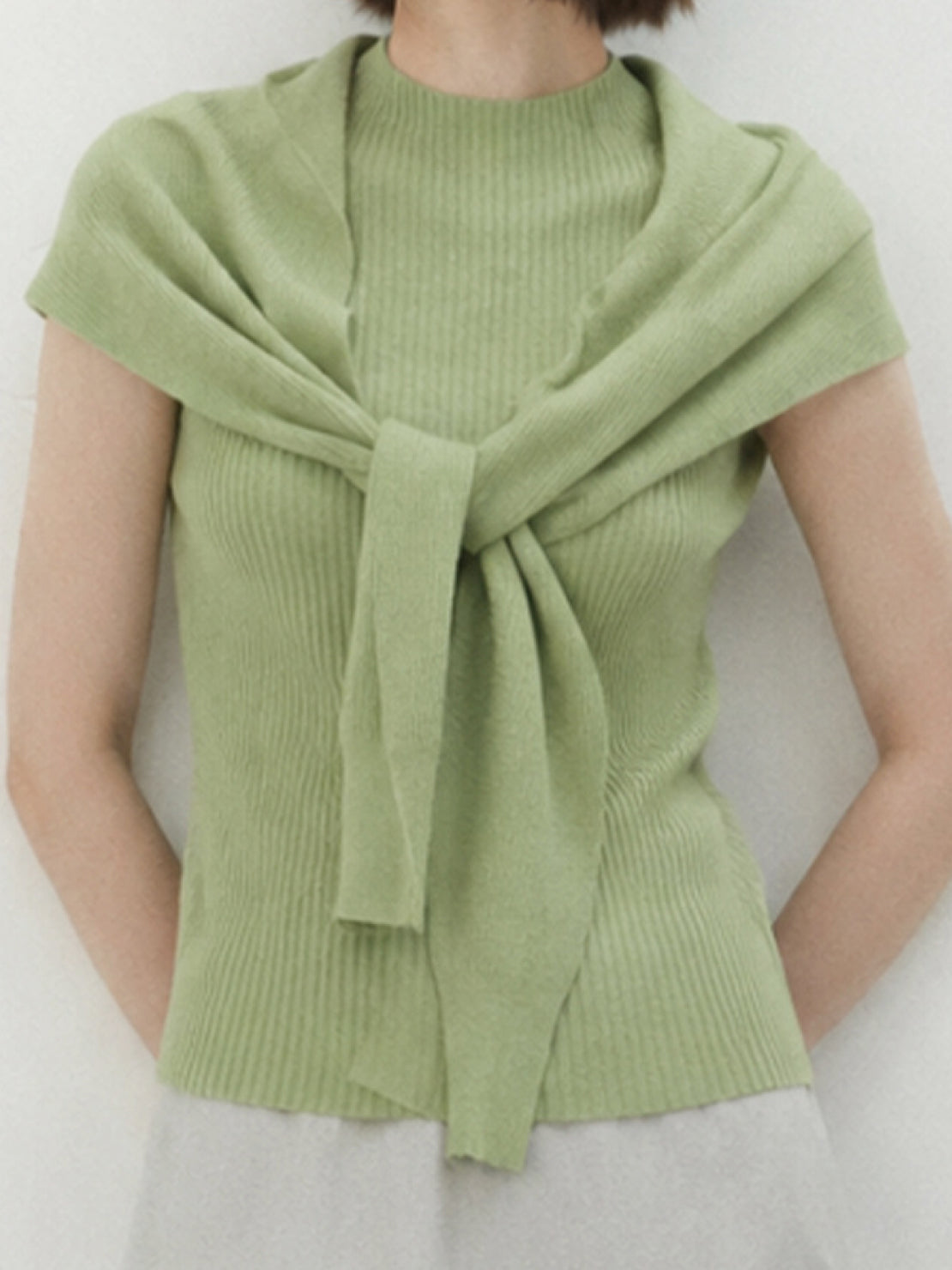 Knit Vest with Attached Scarf