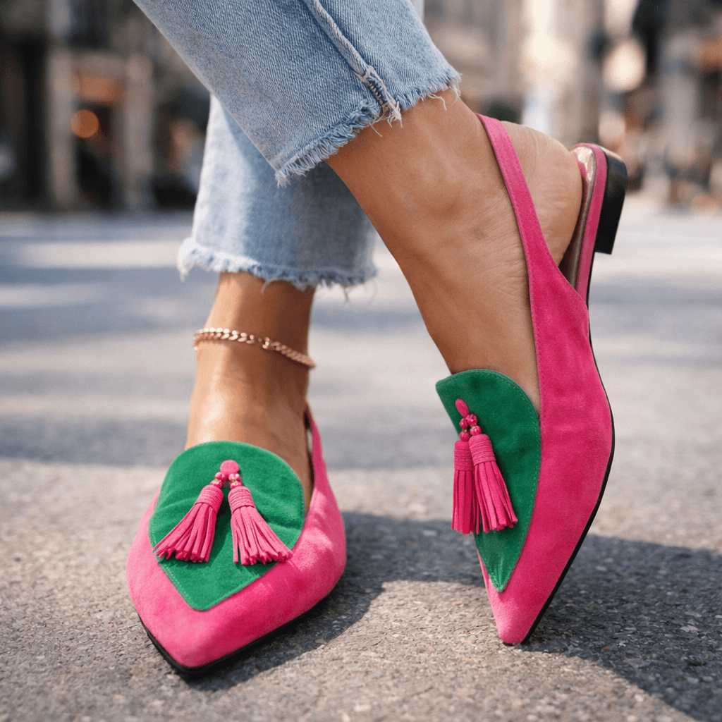 Pola - Suede-Look Sandals with Tassel Straps