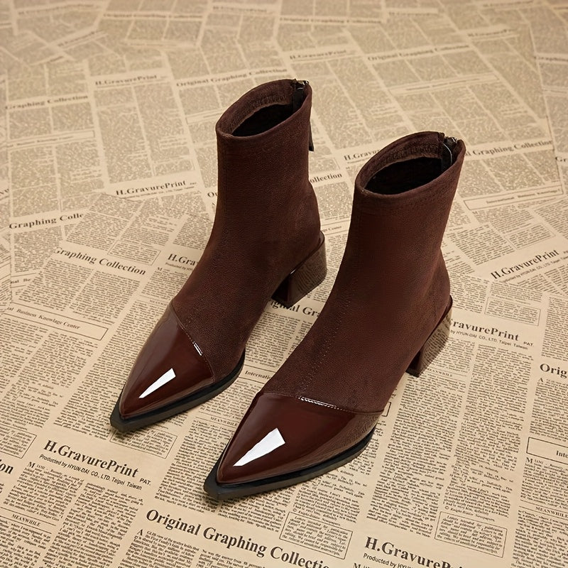 Fryderyka | Retro brown ankle boots for women with a medium heel