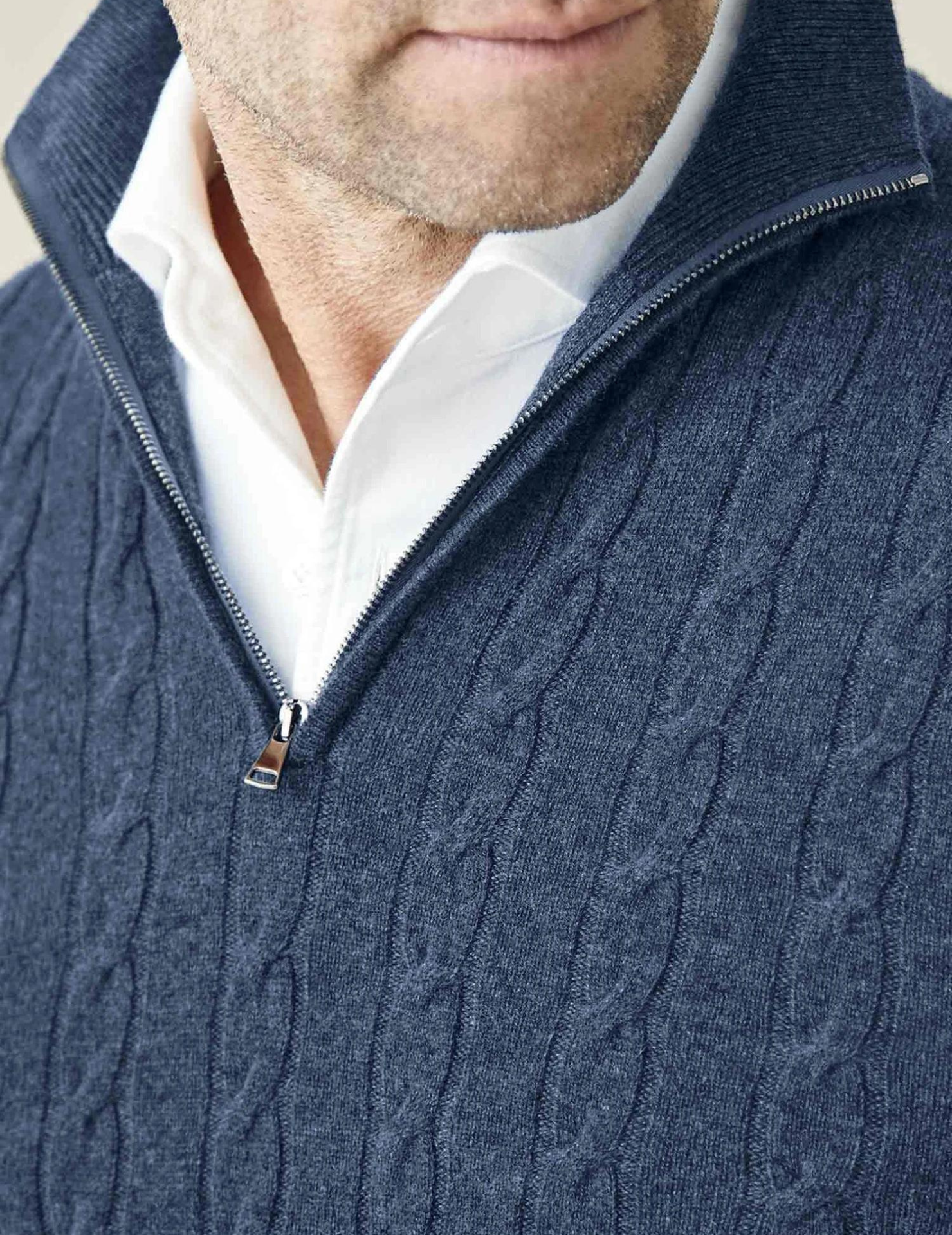 Aslan | Cable Knit Zipper Sweater