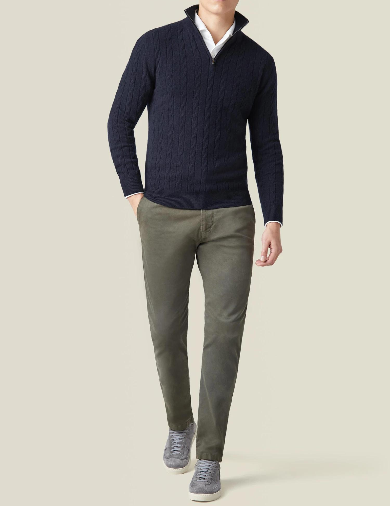 Aslan | Cable Knit Zipper Sweater