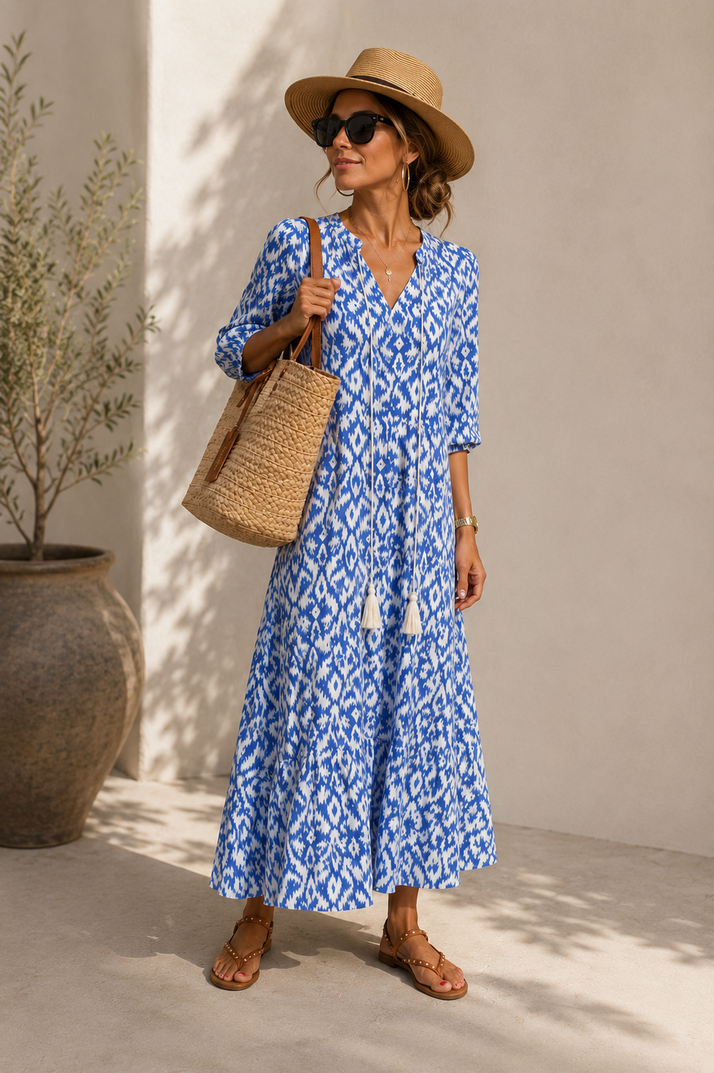 CELESTE | BOHO VINTAGE V-NECK SUMMER DRESS