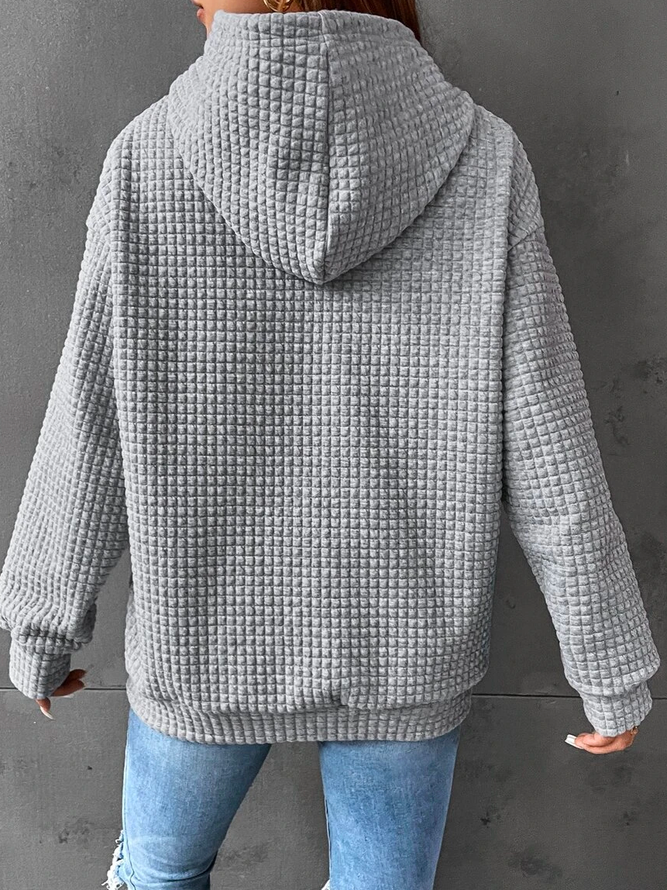 Comfortable Oversized Waffle Knit Hoodie with Kangaroo Pocket