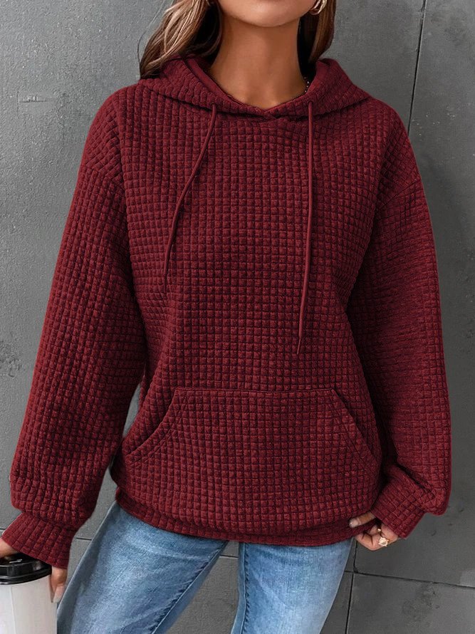 Comfortable Oversized Waffle Knit Hoodie with Kangaroo Pocket