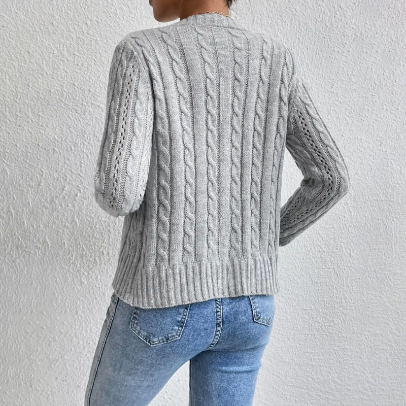 Cosy Cable Knit Cardigan with Tortoiseshell Buttons