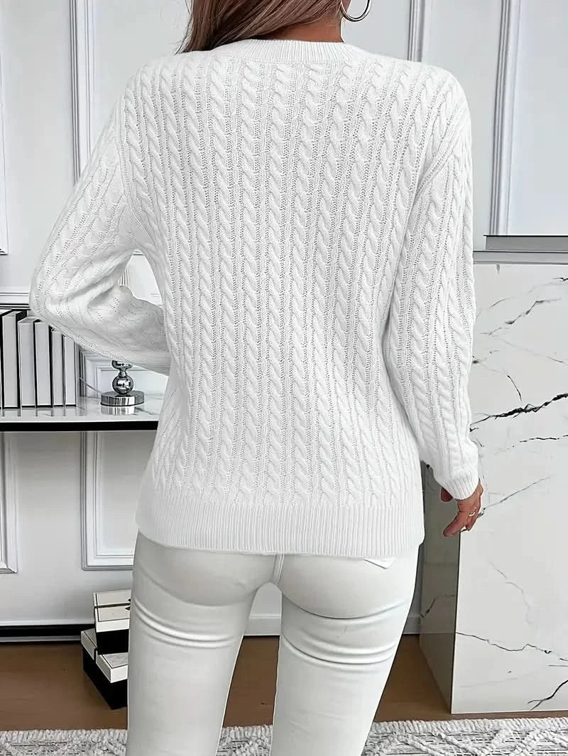 Cosy Cable Knit Sweater with Crew Neck