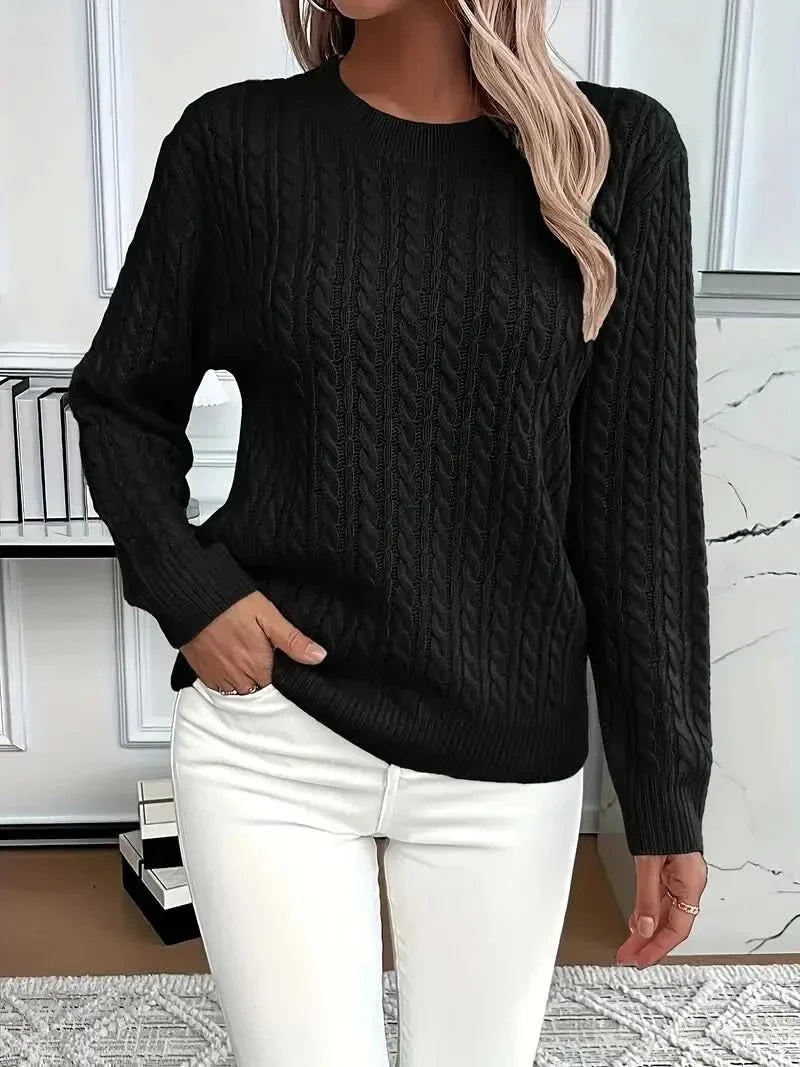 Cosy Cable Knit Sweater with Crew Neck