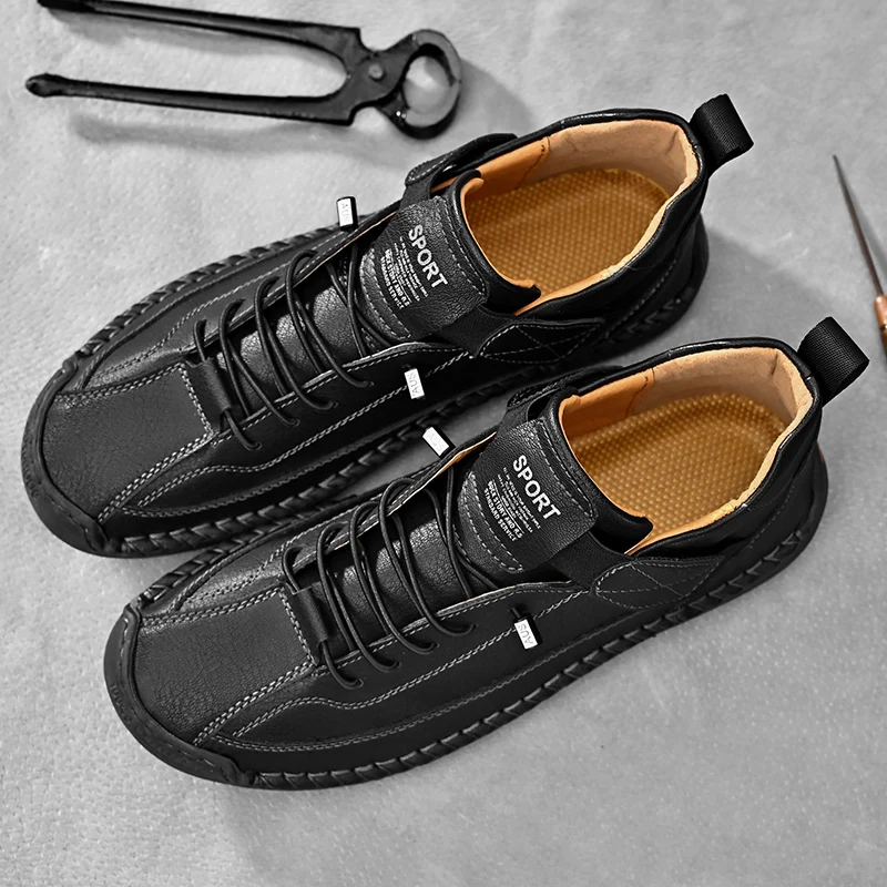 Wyatt - Hand-Stitched Leather Sneakers