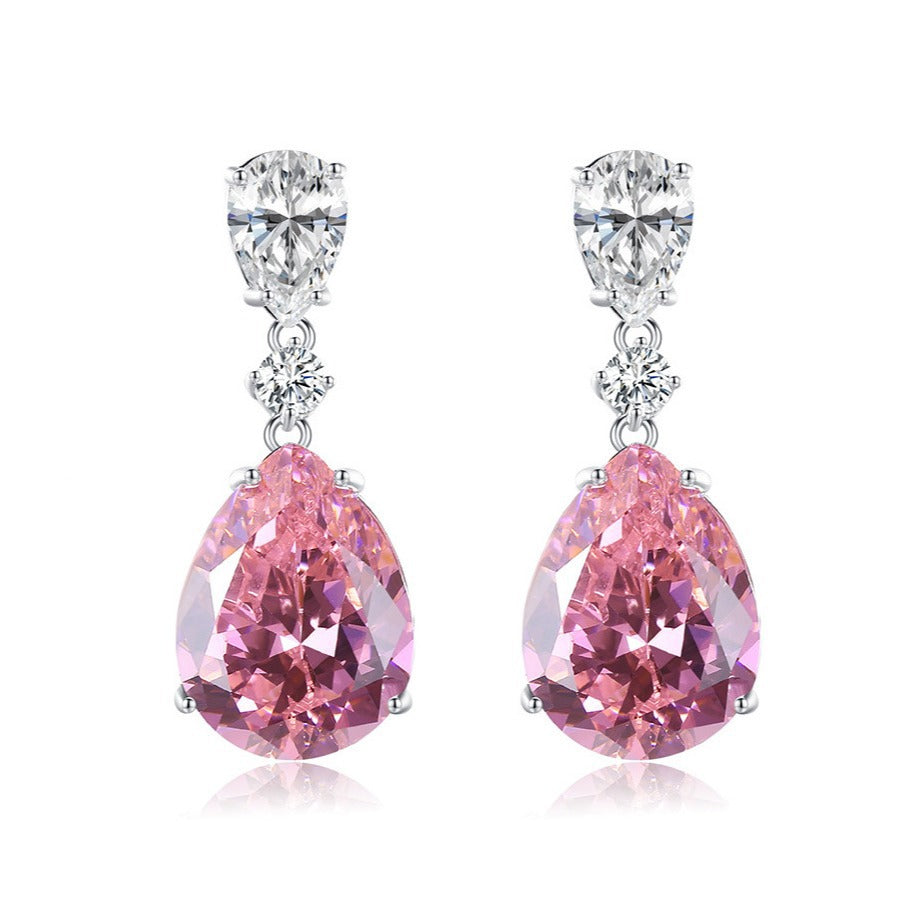 Mireya Blushflare Drop Earrings | White Gold