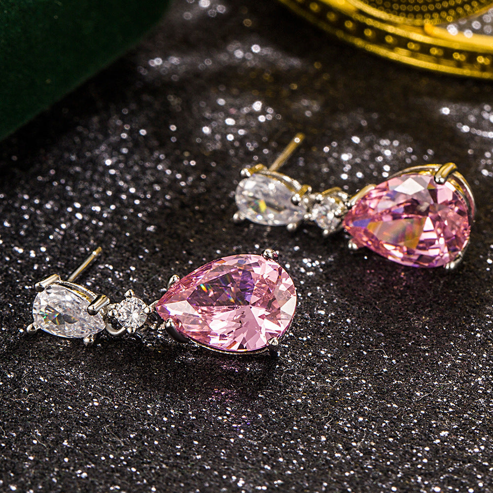 Mireya Blushflare Drop Earrings | White Gold