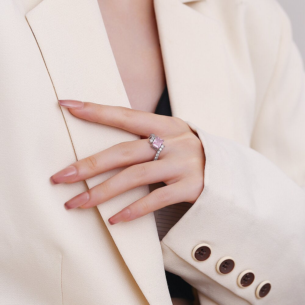 Pink Sapphire Vertex Ring | White Gold
