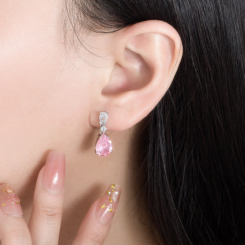 Mireya Blushflare Drop Earrings | White Gold