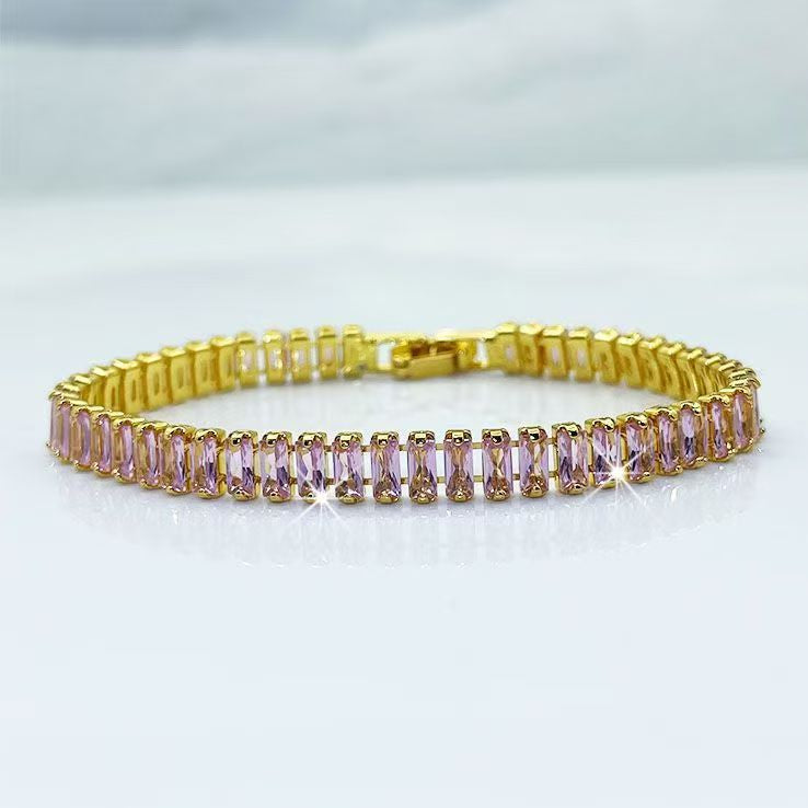 Pink Sapphire Vertéa Tennis Bracelet | Gold