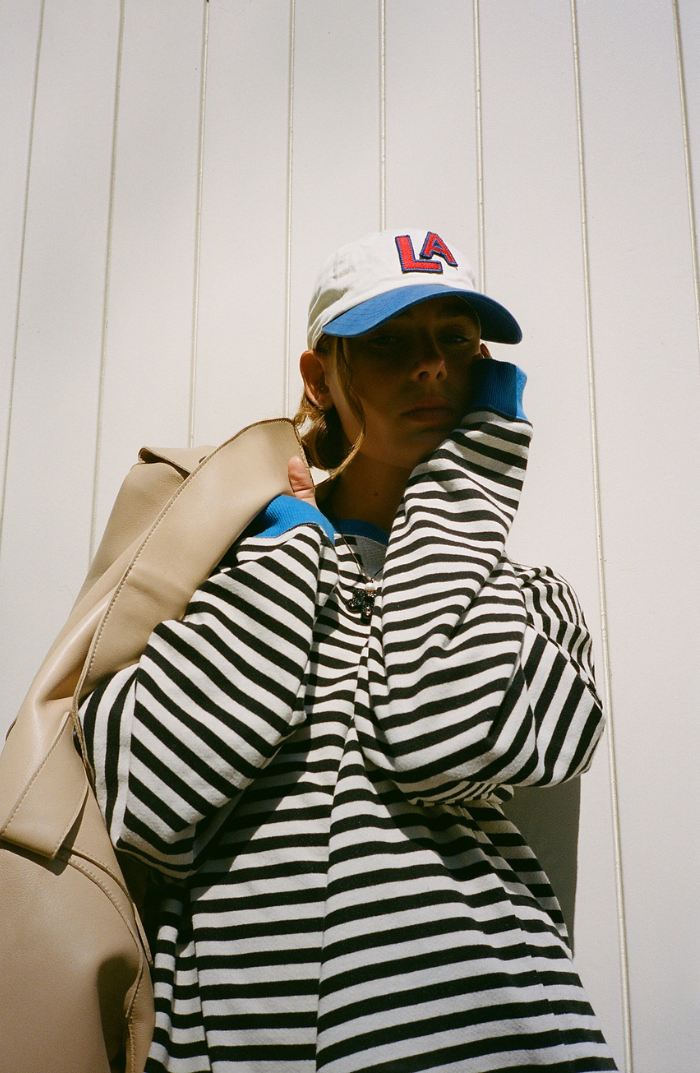 Oversized Striped Sweatshirt with Contrast Trim and Drop Shoulders
