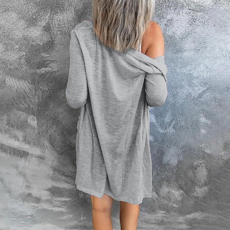 Relaxed Open Front Cardigan with Snap Button Detail