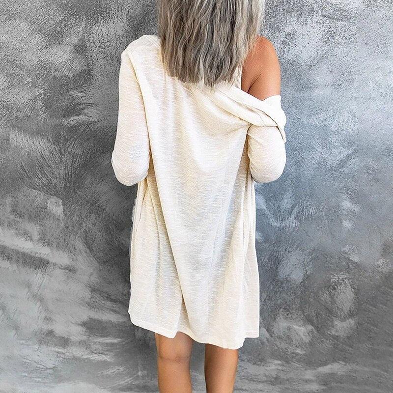 Relaxed Open Front Cardigan with Snap Button Detail