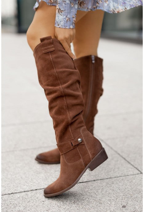 Liver High Faux Leather Boots