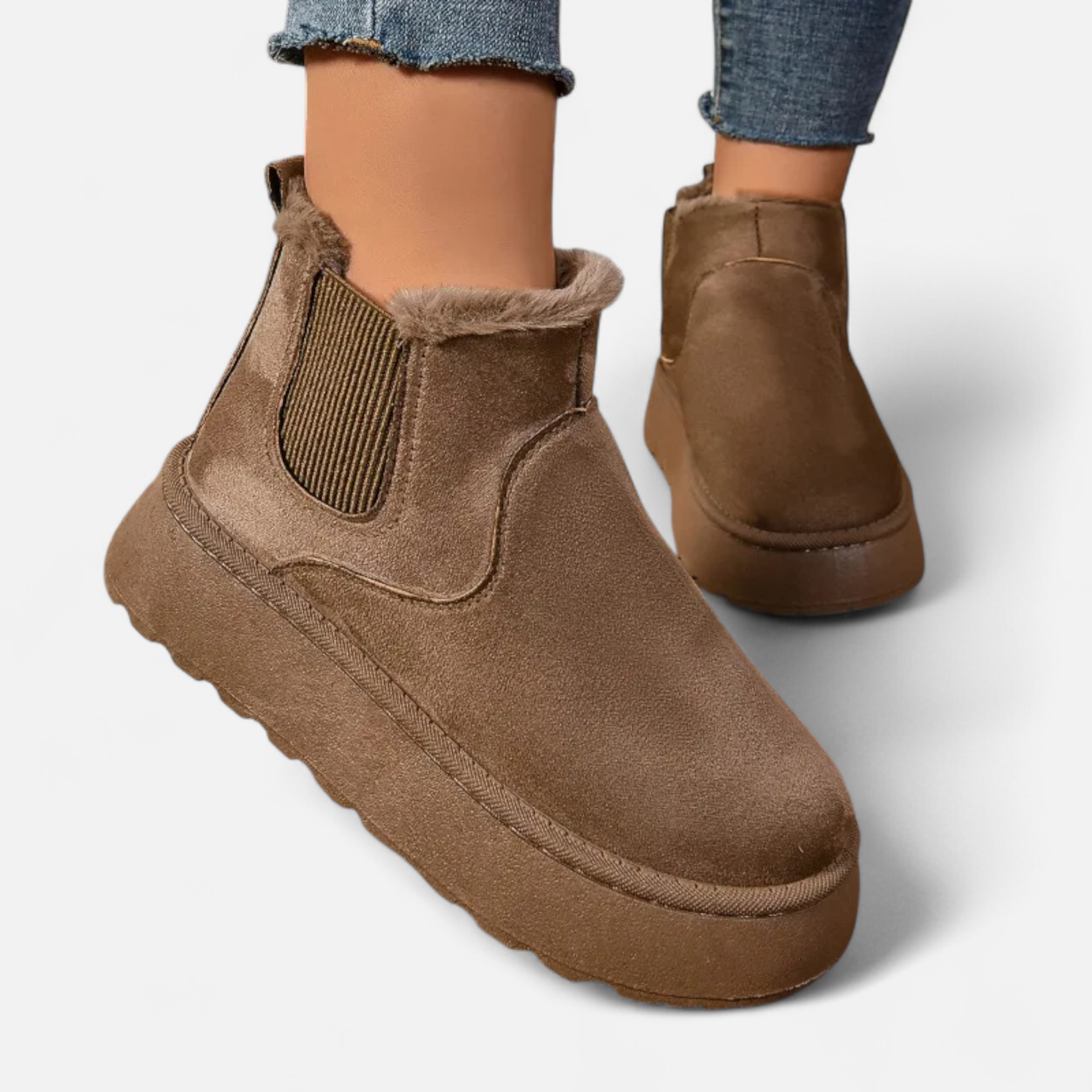 Roselains | Women’s Short Plush Platform Ankle Boots