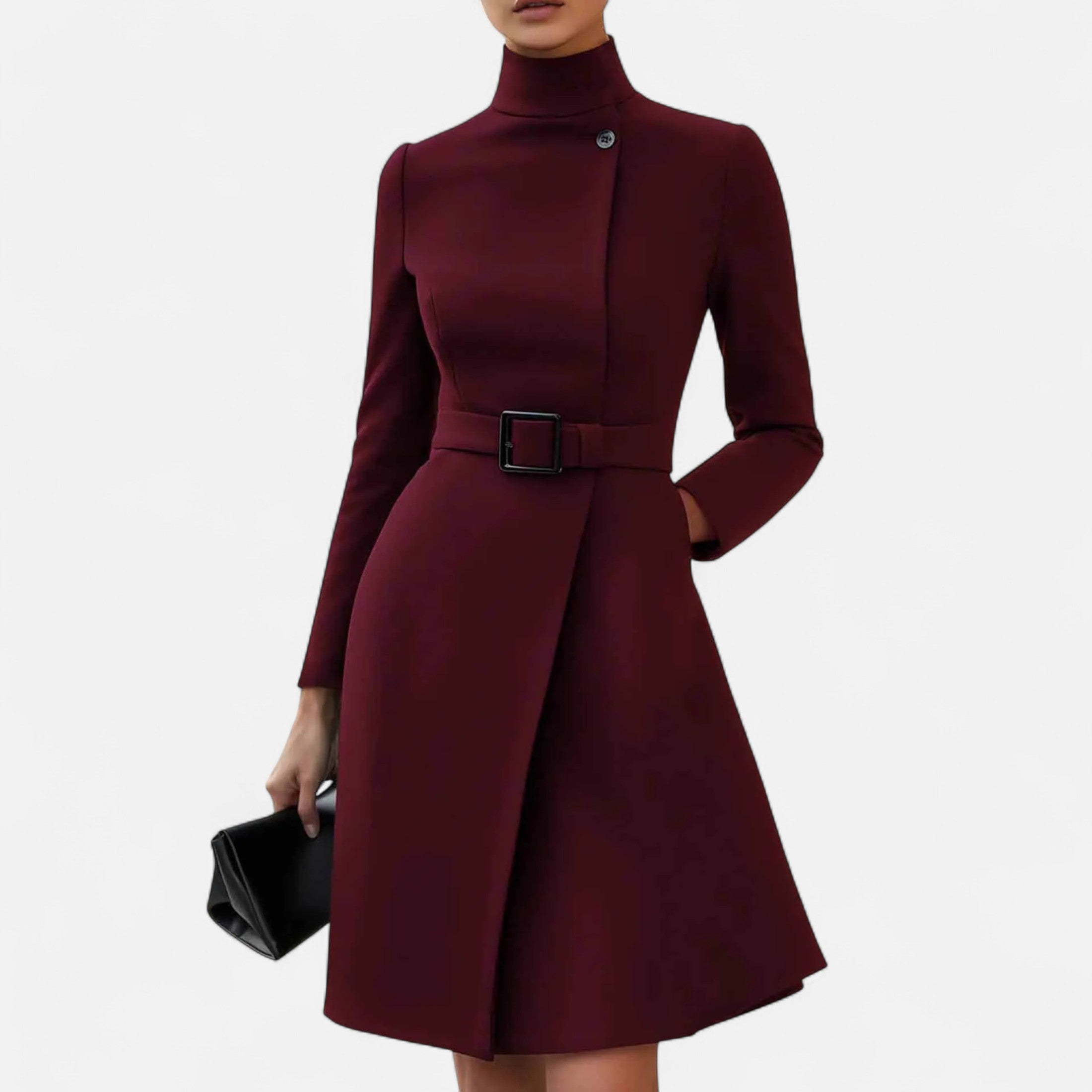 Eliaro Moda | Women's Winter Dress High Neck Asymmetrical