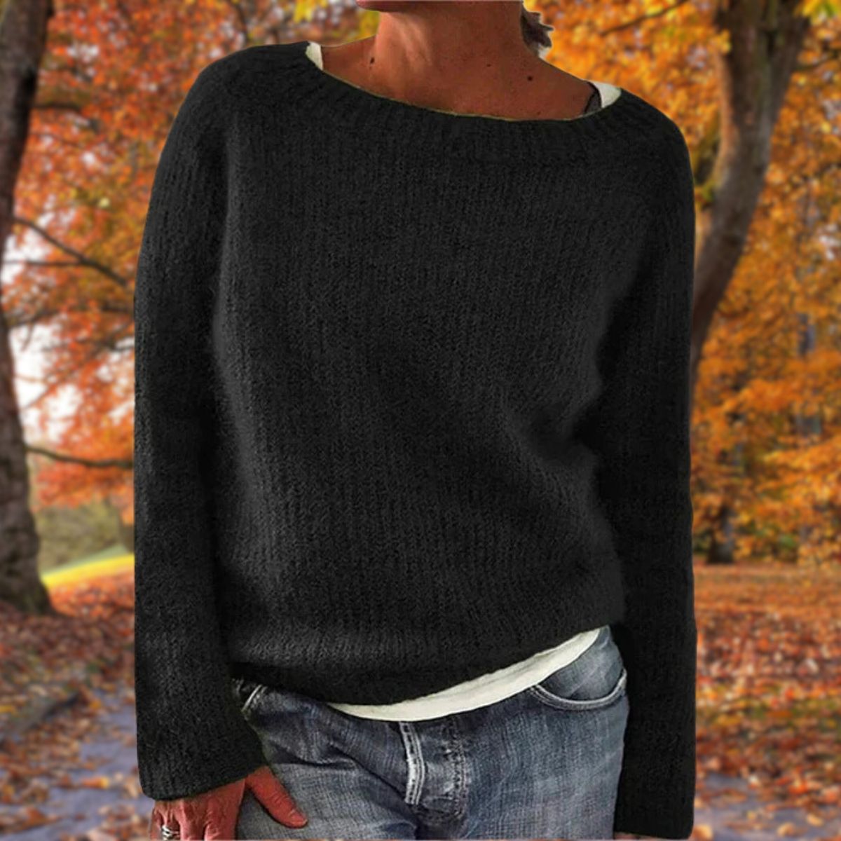 Women's Classic Elegant Knit Sweater for Autumn and Winter Warmth