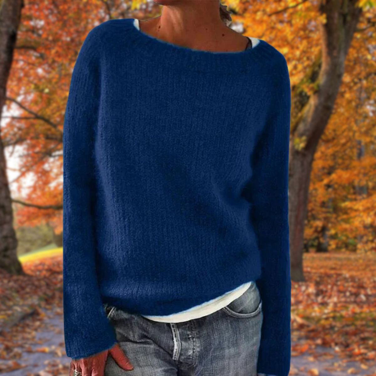 Women's Classic Elegant Knit Sweater for Autumn and Winter Warmth