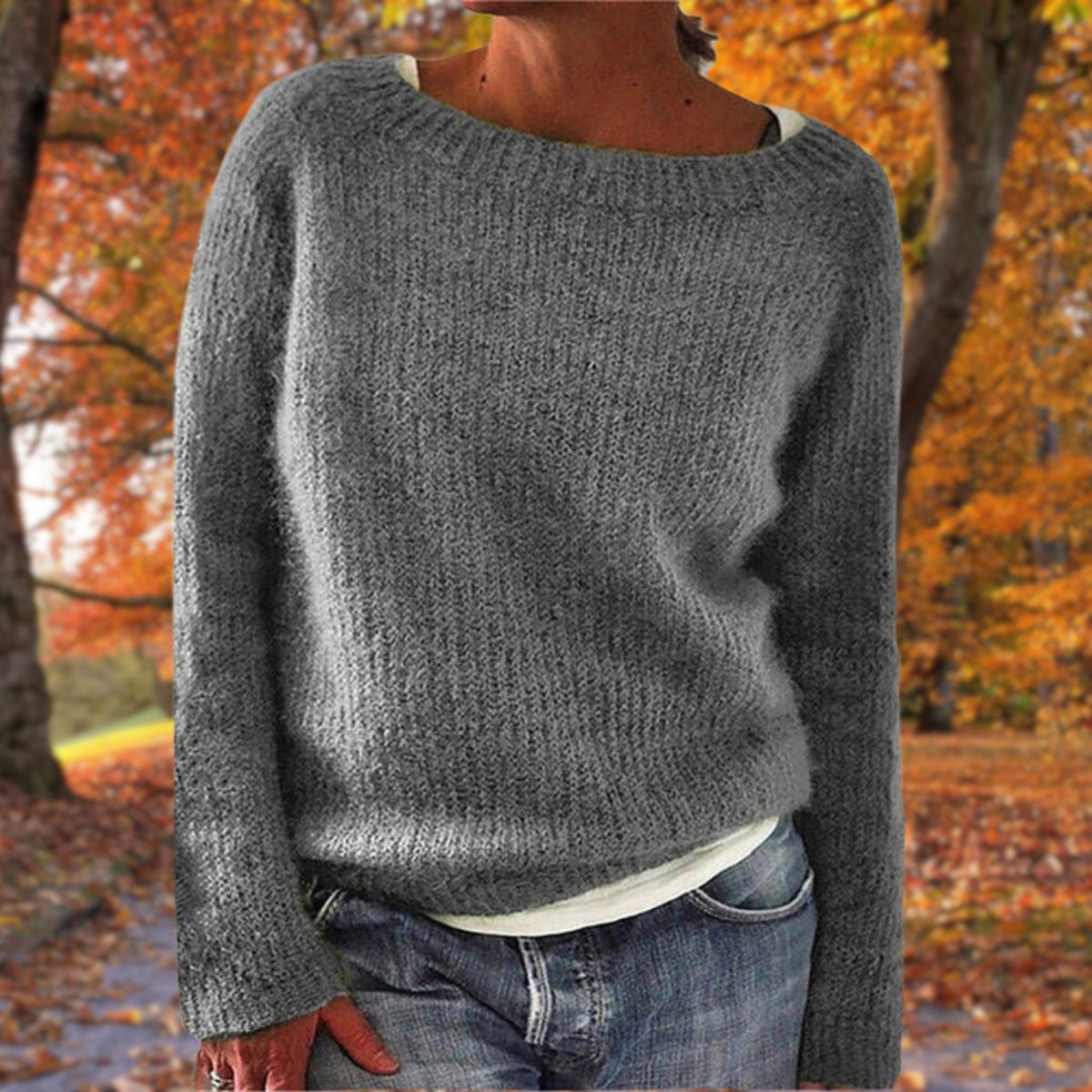 Women's Classic Elegant Knit Sweater for Autumn and Winter Warmth