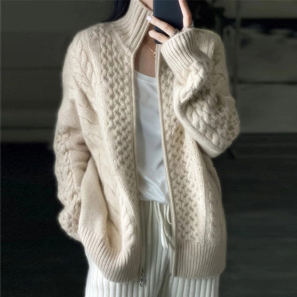 Women's Elegant High Neck Cardigan Sweater for Layering