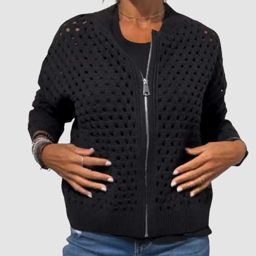 Women's Elegant Zipper Cardigan - Chic Layering Outerwear