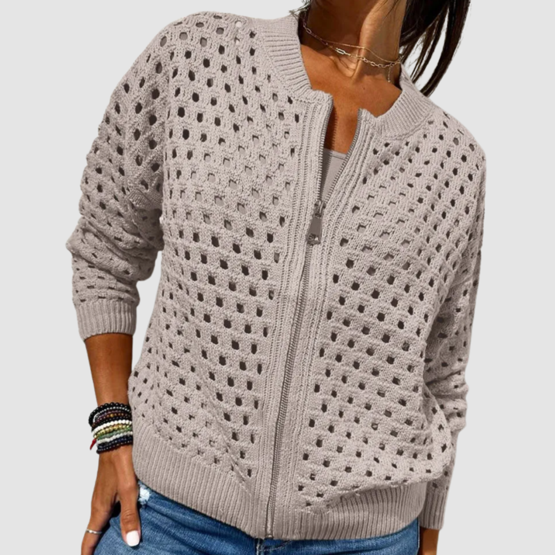 Women's Elegant Zipper Cardigan - Chic Layering Outerwear