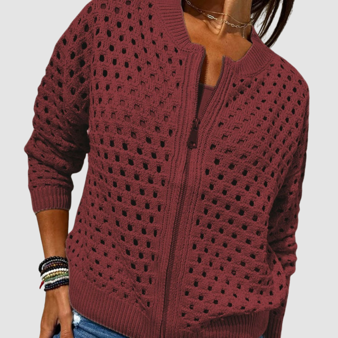 Women's Elegant Zipper Cardigan - Chic Layering Outerwear