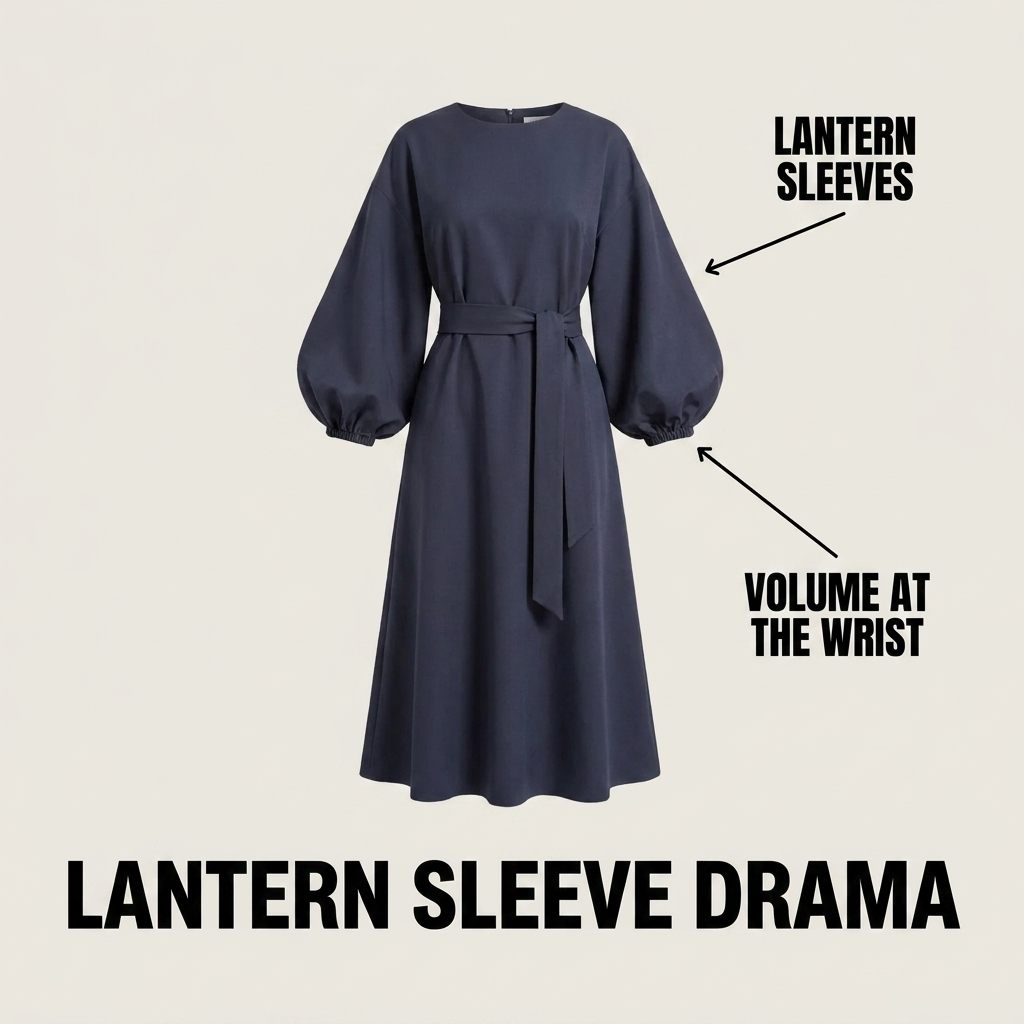 Grace | Elegant Dress with Lantern Sleeves and Belt