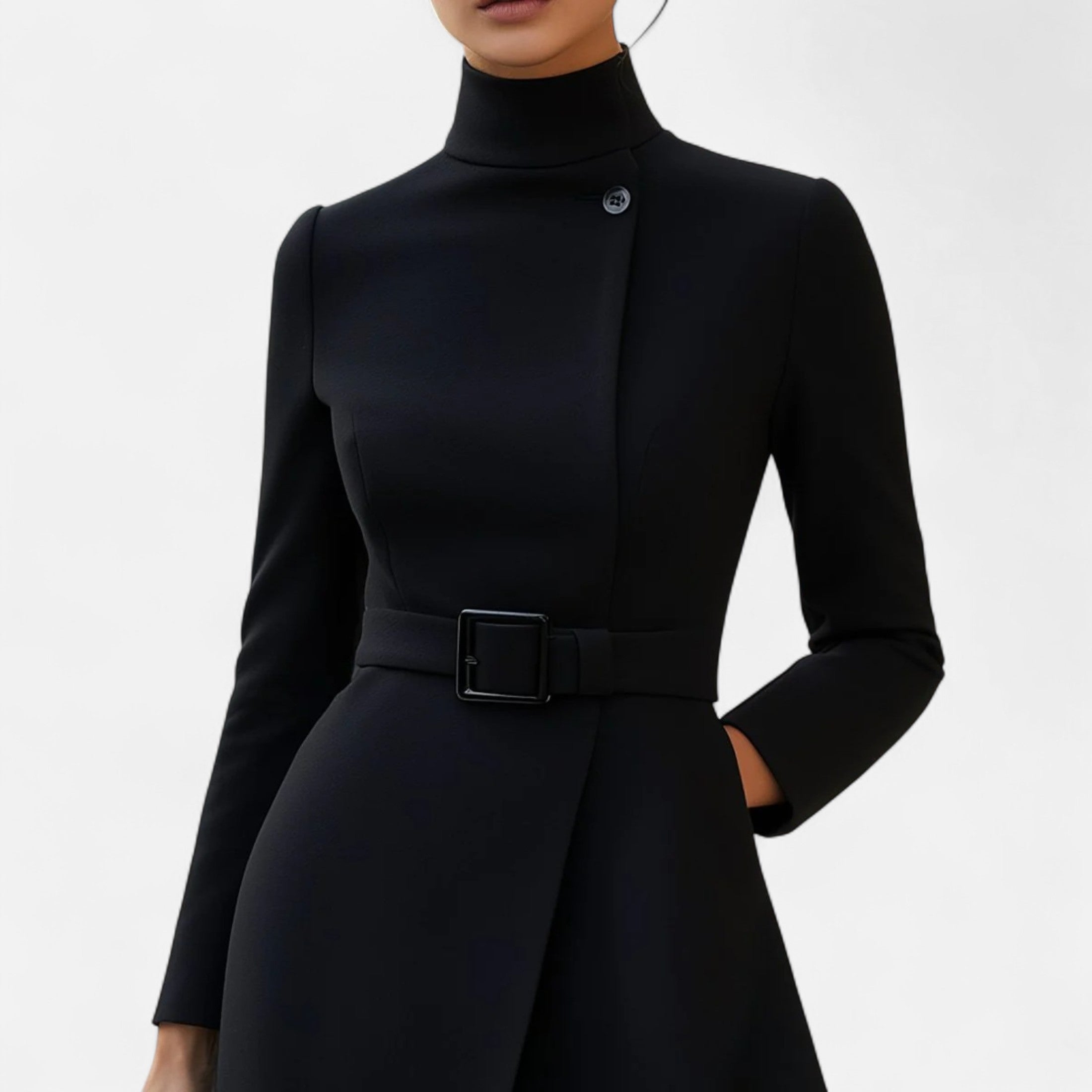 Eliaro Moda | Women's Winter Dress High Neck Asymmetrical