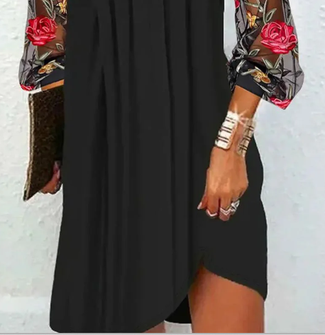 Kimmy | Elegant Mini Dress with V-neck and Sheer Sleeves