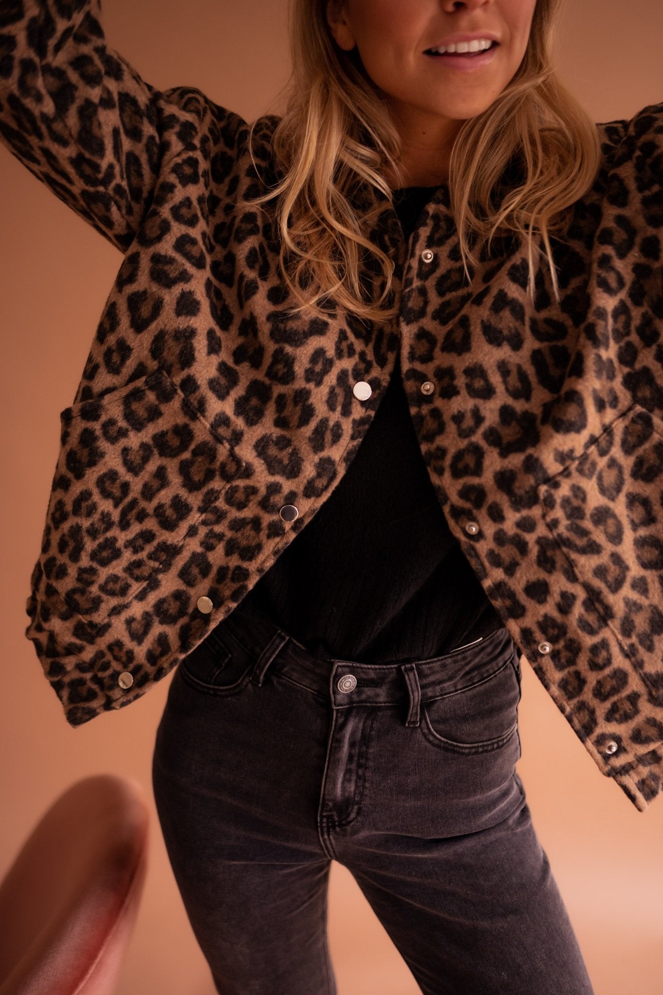 Women's Bomber Jacket with Leopard Print – Trendy Transitional Jacket