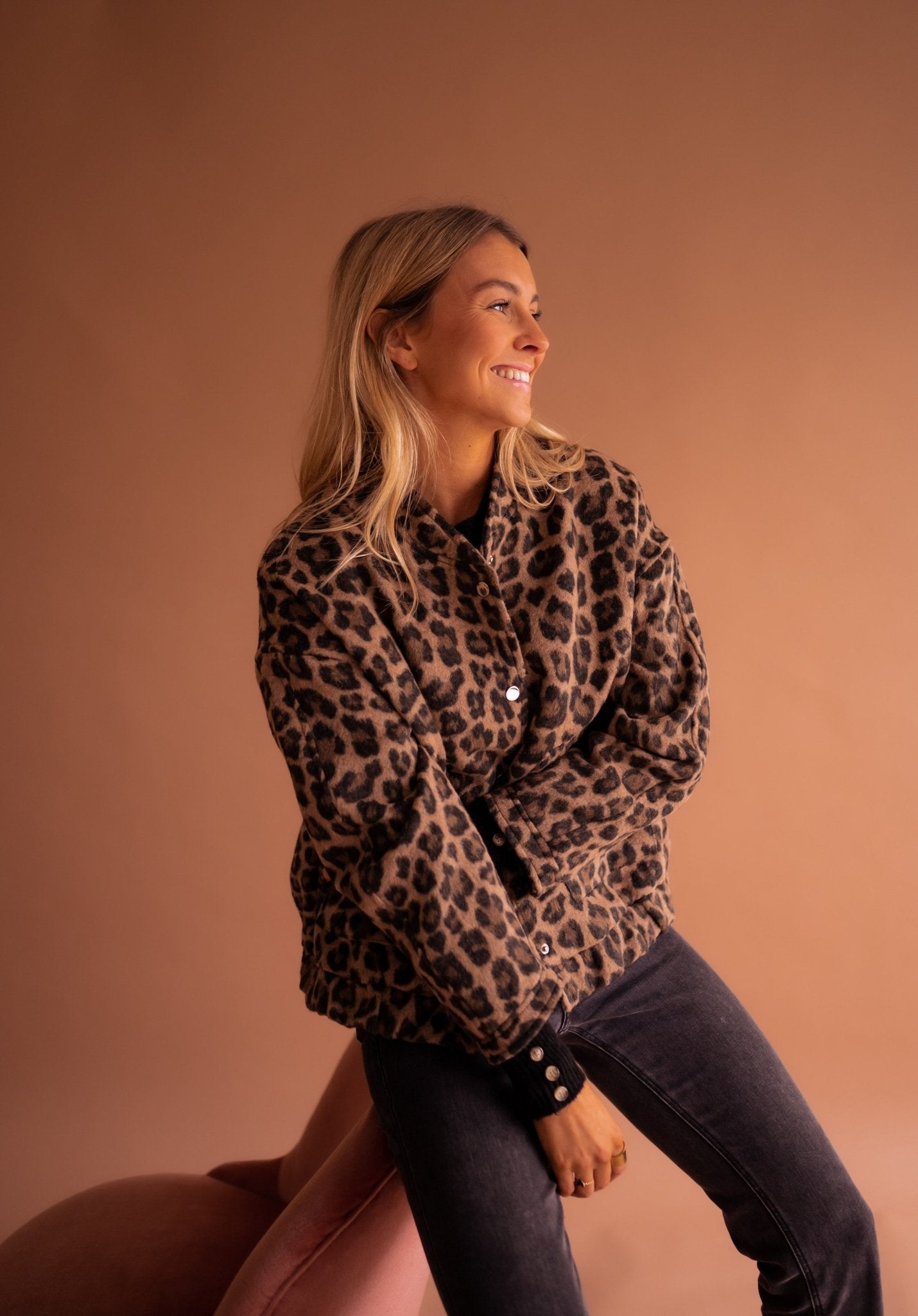 Women's Bomber Jacket with Leopard Print – Trendy Transitional Jacket