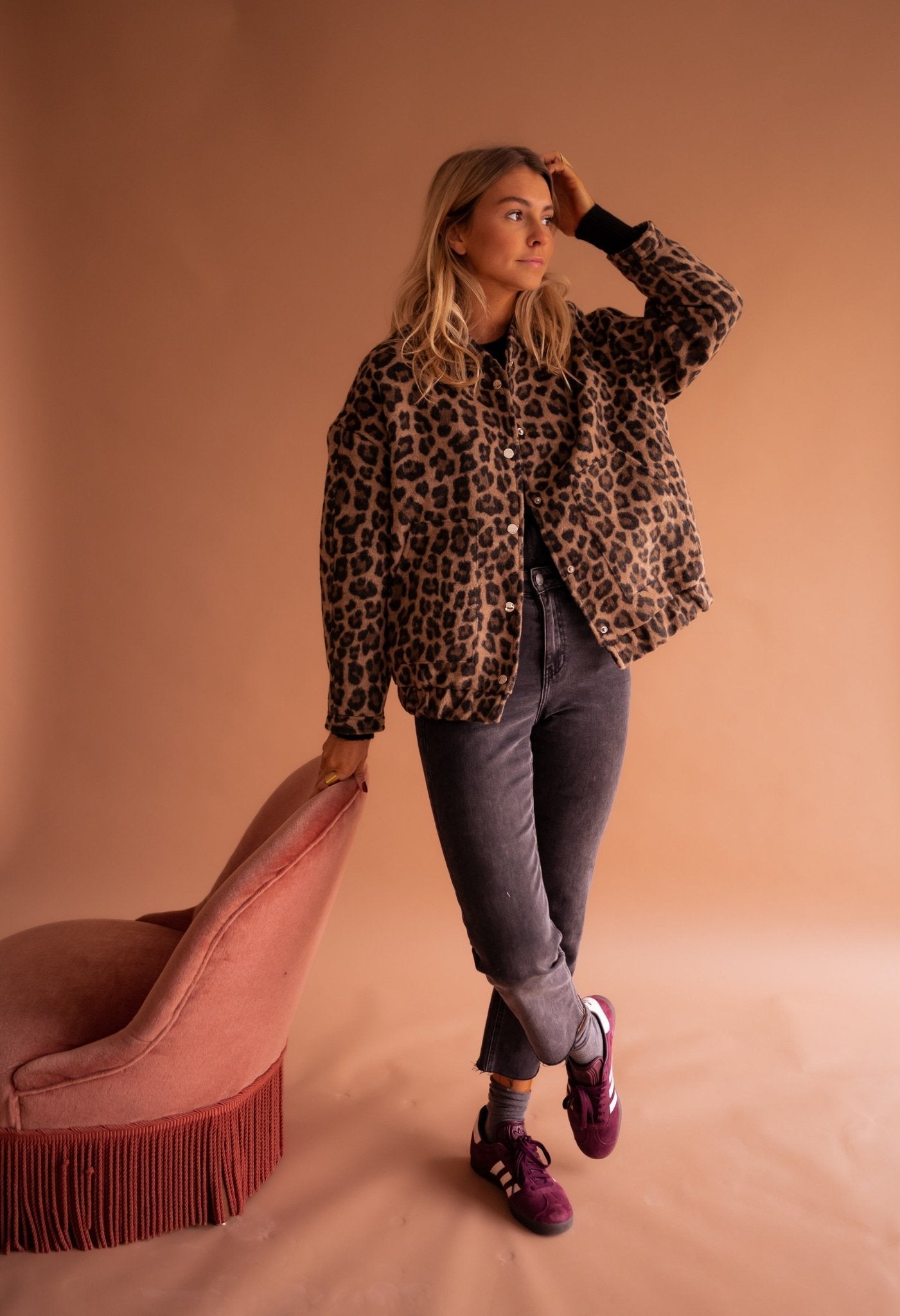 Women's Bomber Jacket with Leopard Print – Trendy Transitional Jacket
