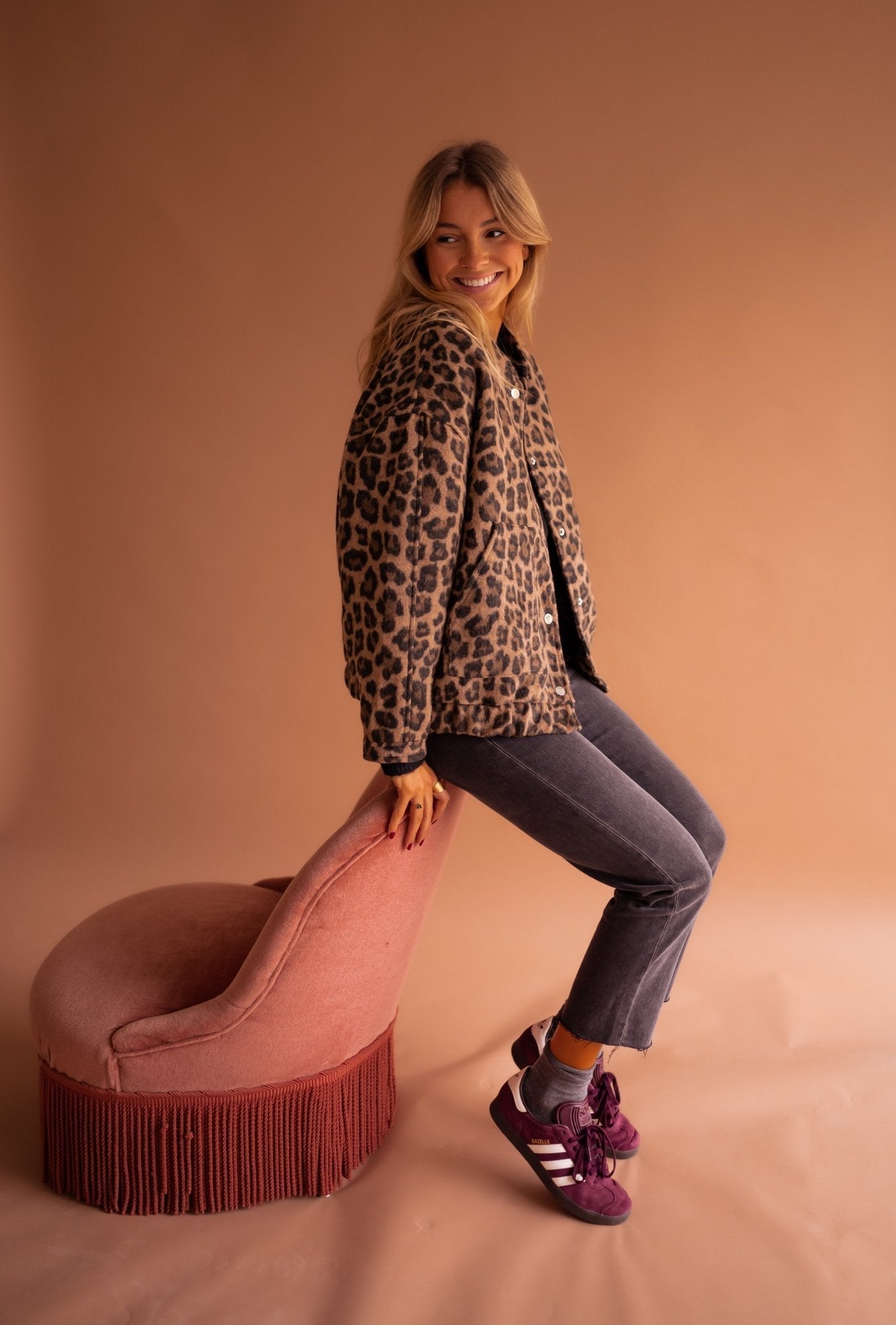 Women's Bomber Jacket with Leopard Print – Trendy Transitional Jacket