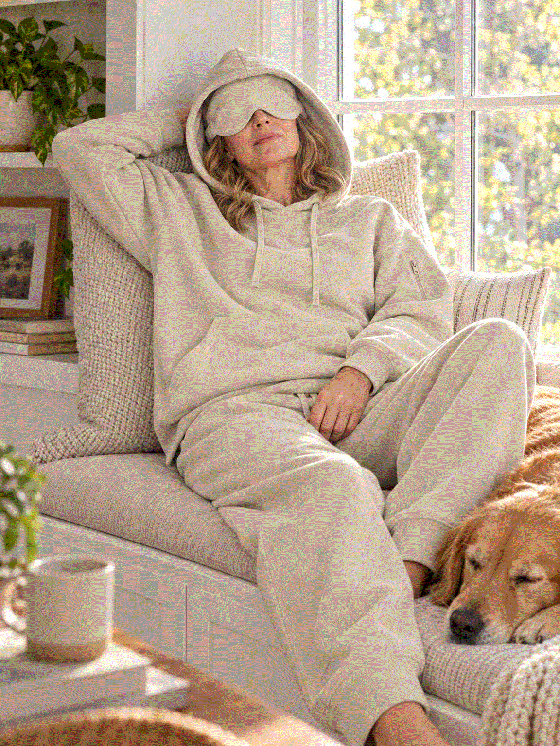 Lounge Travel Hoodie with Built-In Eye Mask