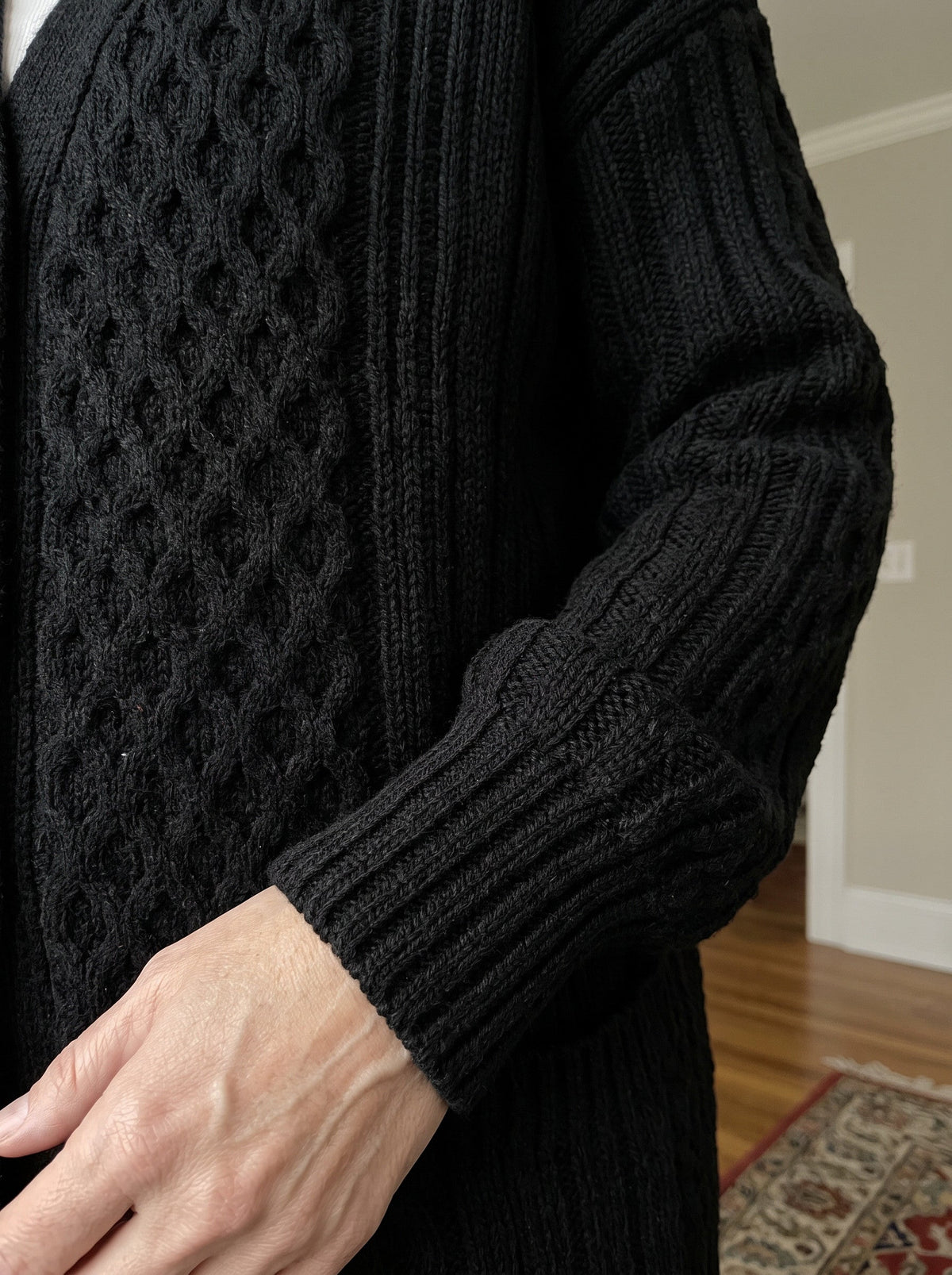 Lantern Sleeve Longline Knit Cardigan