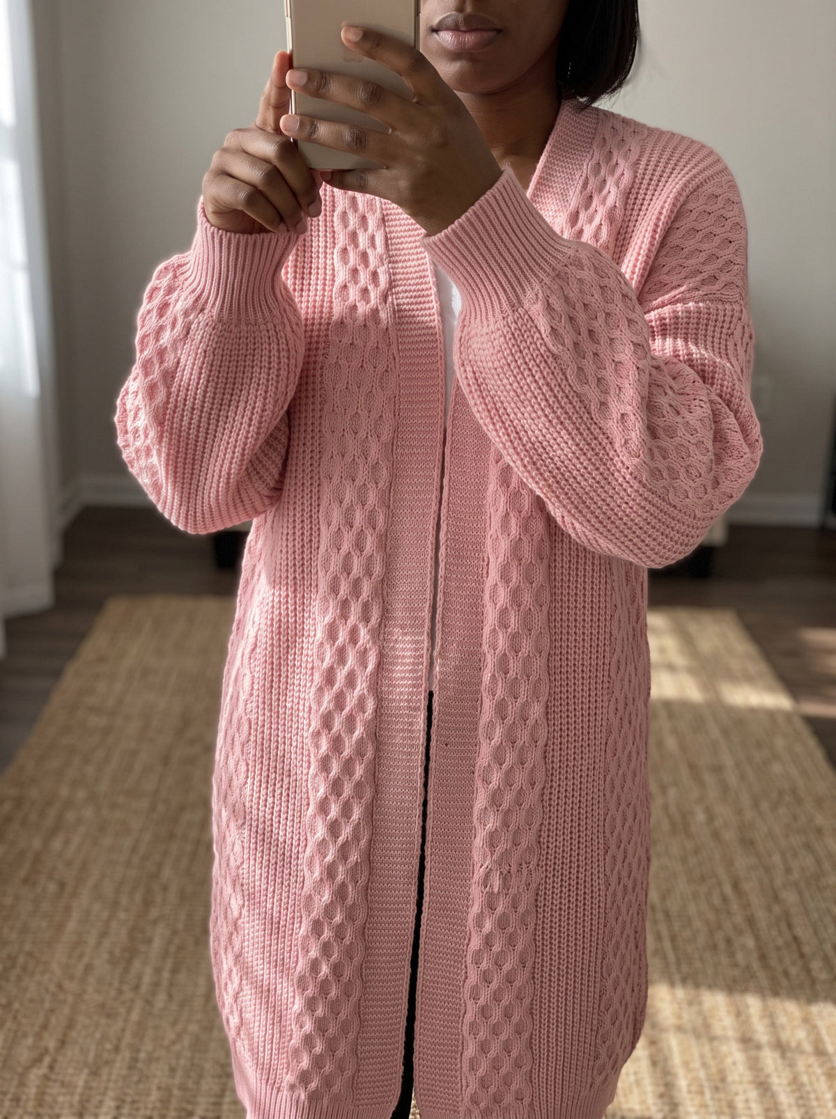 Lantern Sleeve Longline Knit Cardigan