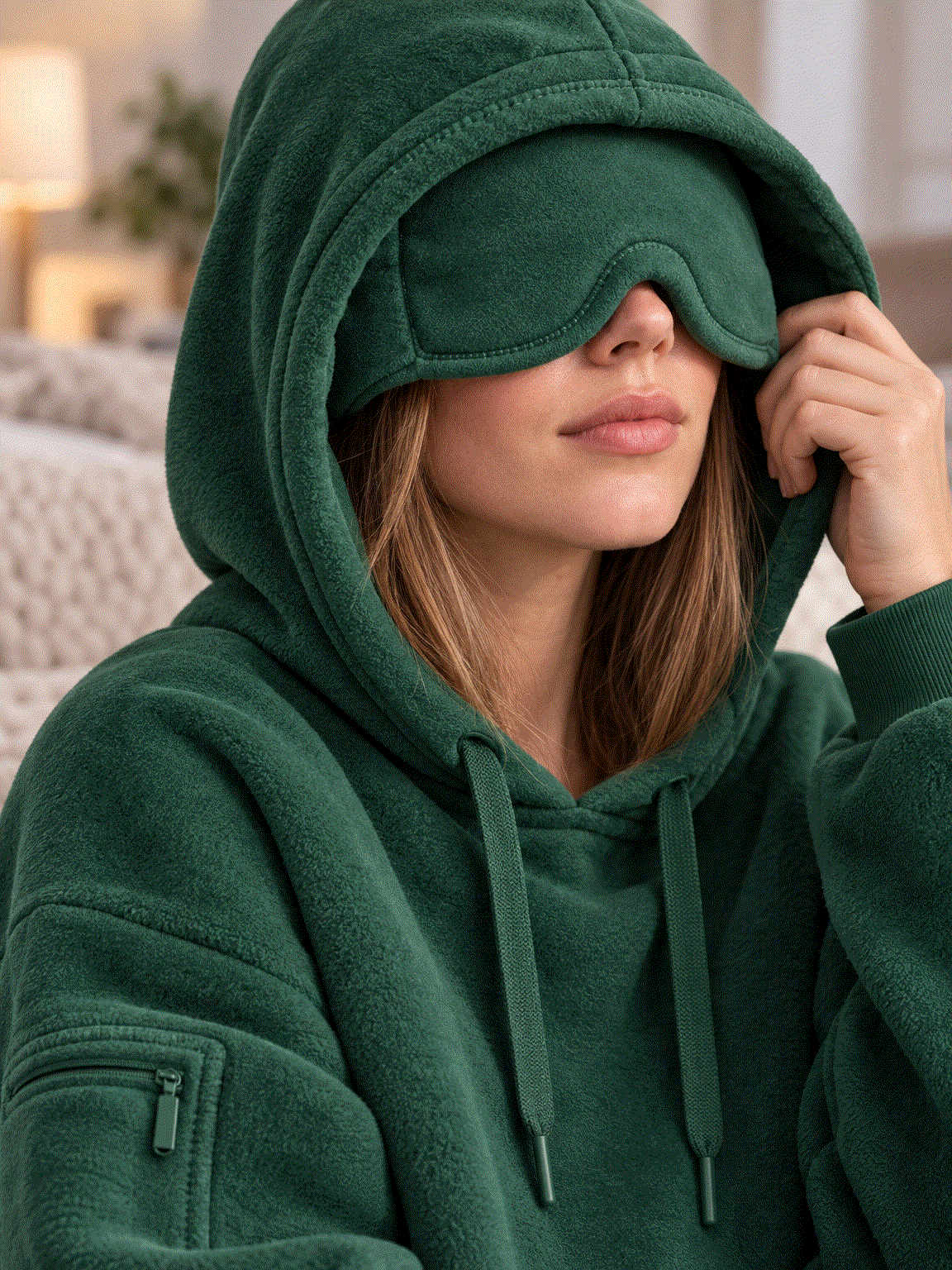 Lounge Travel Hoodie with Built-In Eye Mask