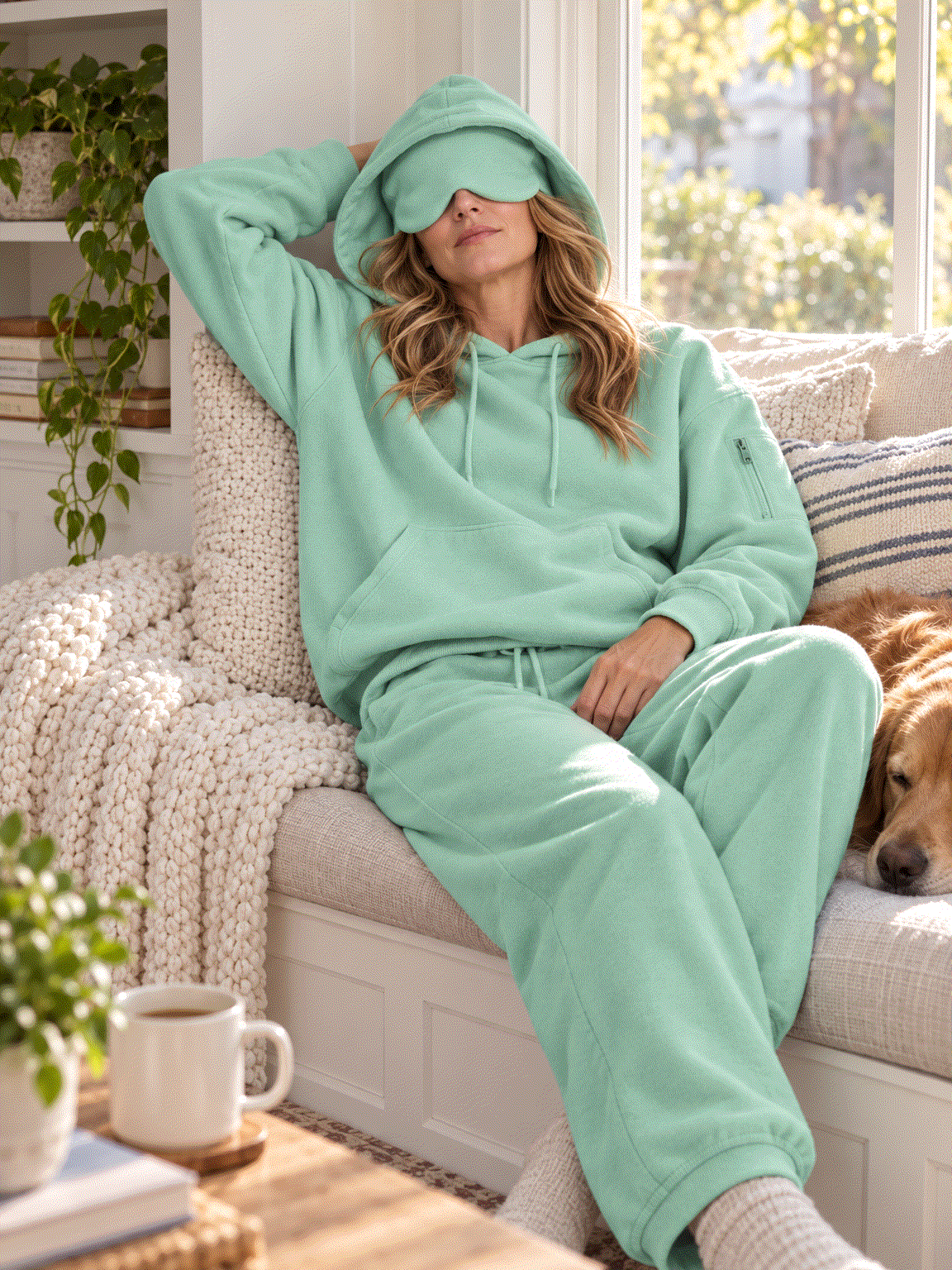 Lounge Travel Hoodie with Built-In Eye Mask